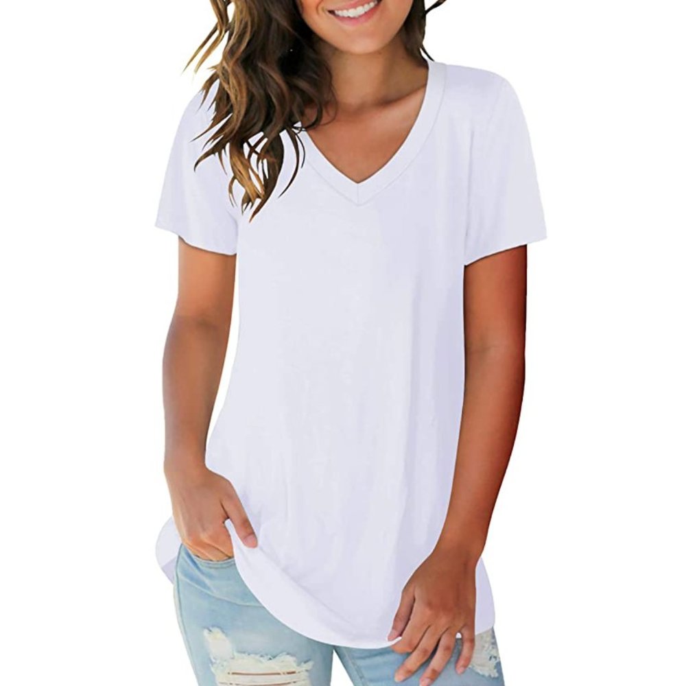 White V-Neck Tee